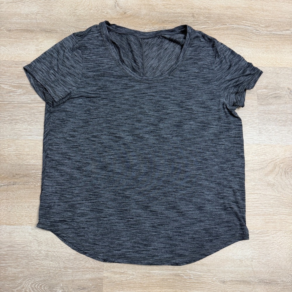 Lululemon Love Tee Short Sleeve Gray Space Dye Heathered Curved Hem Top